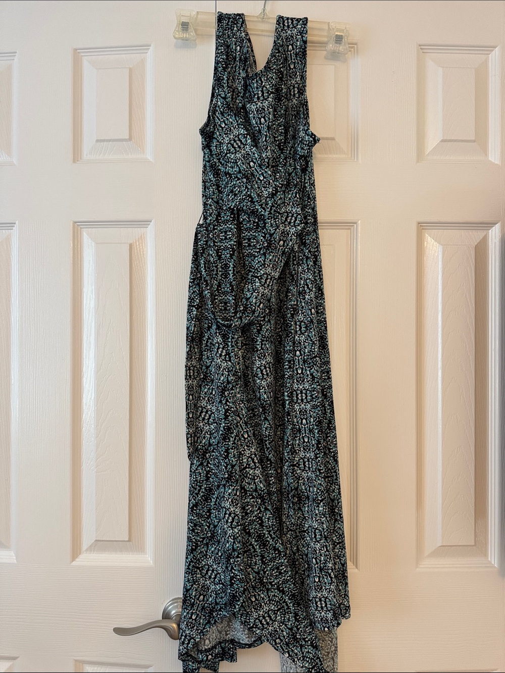 Motherhood Maternity Black & Teal Patterned Sleeveless Maxi Dress